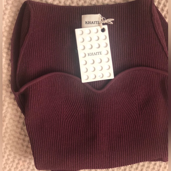 Khaite Maddy Knit Bustier Sweater, M, Merlot - Picture 8 of 9